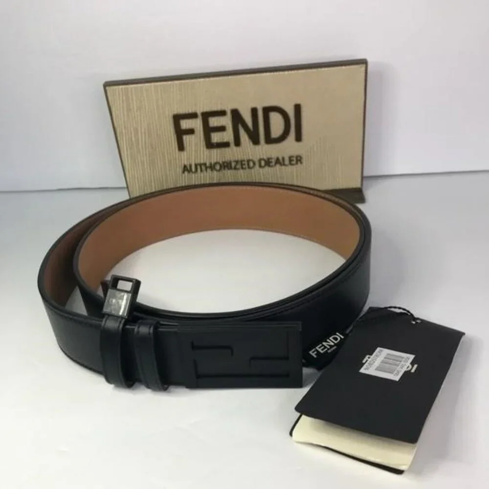 💯 - New Authentic Fendi Baguette FF Logo Buckle Leather Belt